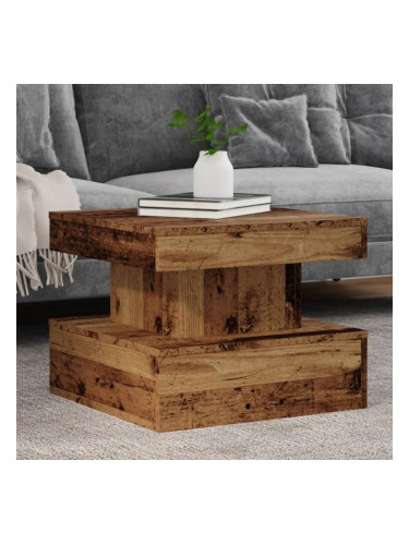 Sonata H Маса за кафе с LED осветление, старо дърво, 50x50x40 см