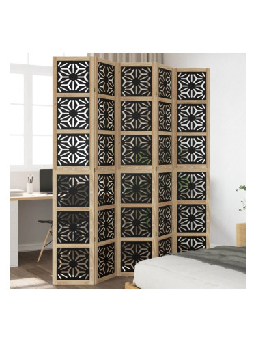 Sonata H Разделител за стая 5 панела кафяво-черно дърво пауловния масив