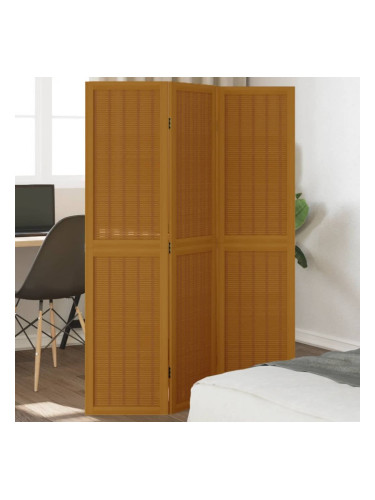 Sonata H Разделител за стая, 3 панела, кафяв, дърво пауловния масив