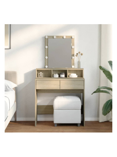 Sonata H Тоалетка с LED, дъб сонома, 80x41x144,5 см