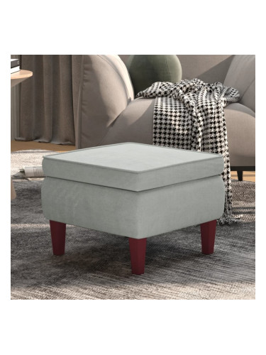 Sonata H Табуретка с дървени крака, светлосива, кадифе