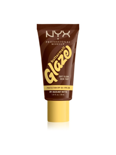 NYX Professional Makeup Buttermelt Glaze озаряващ тониращ флуид SPF 30 цвят 09 Hazelnut Butta мл.