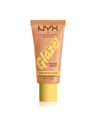 NYX Professional Makeup Buttermelt Glaze озаряващ тониращ флуид SPF 30 цвят 02 Vanilla Bean Butta 30 мл.