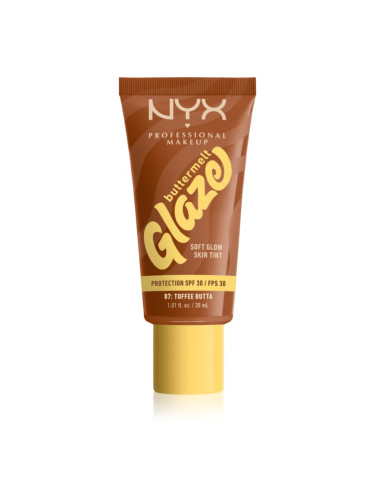NYX Professional Makeup Buttermelt Glaze озаряващ тониращ флуид SPF 30 цвят 07 toffee Butta мл.