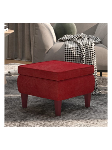 Sonata H Табуретка с дървени крака, виненочервена, кадифе