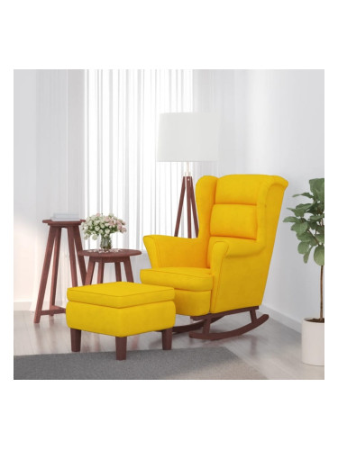 Sonata H Люлеещ се стол с дървени крака и жълт, тъмнозелен, кадифе