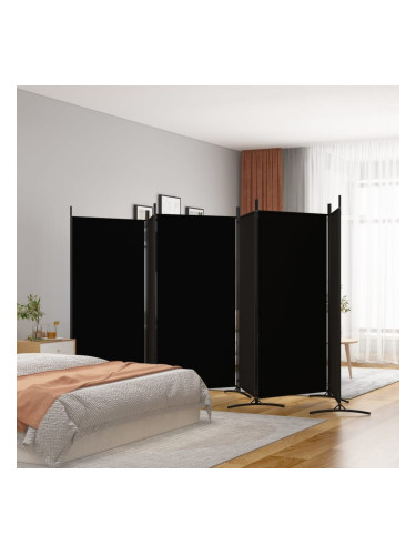 Sonata H Параван за стая, 6 панела, черно, 520x180 cм, текстил