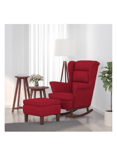 Sonata H Люлеещ се стол с табуретка, виненочервен, кадифе