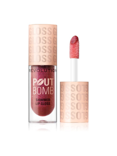 Makeup Revolution Shimmer Gloss блясък за устни с блестящи частици цвят Berry Lustre 4.5 мл.