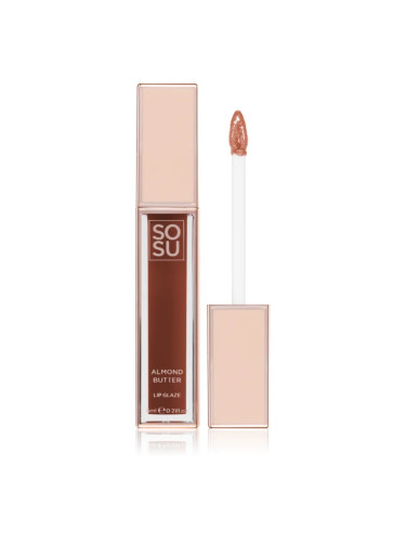 SOSU Cosmetics Satin Lip Glaze хидратиращ блясък за устни цвят Almond Butter 6 мл.