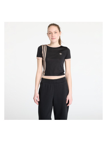 Тениска adidas Knitted 3 Stripe Short Tee Black L