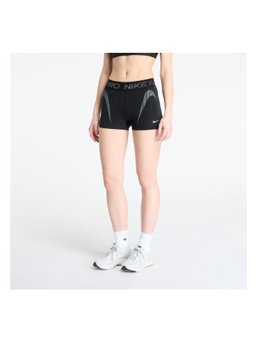 Къси панталони Nike Pro Women's Mid-Rise 3" Graphic Biker Shorts Black/ Cool Grey/ White XXL