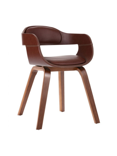 Sonata H Трапезен стол, кафяв, извито дърво и изкуствена кожа