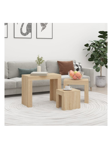 Sonata H Стифиращи кафе маси, 3 бр, сонома дъб, инженерно дърво