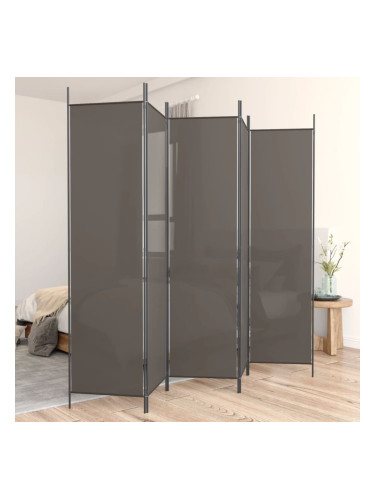 Sonata H Параван за стая, 5 панела, антрацит, 250x220 cм, текстил