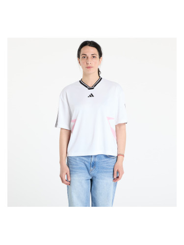 Тениска adidas Tiro Cut 3 Stripes Color Block Boyfriend T-Shirt White/ Black/ True Pink M