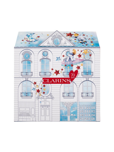 Clarins Advent Calendar 12 Day Подаръчен комплект околоочен крем 1 бр + балсам за лице 1 бр + основа под грим 1 бр + спирала 1 бр + крем за ръце 1 бр + лосион за тяло 1 бр + масло за устни 1 бр + маска за лице 1 бр + тоник за лице 1 бр + серум за мигли 1 бр + пилинг за тяло 1 бр + пилинг за тяло 1 б