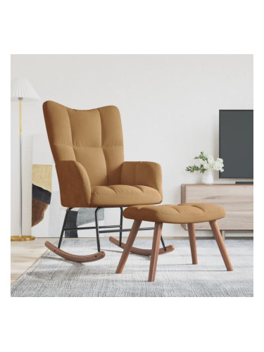 Sonata H Люлеещ се стол с табуретка, кафяв, кадифе