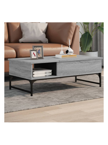 Sonata H Кафе маса, сив сонома, 100x50x35 см, инженерно дърво и метал