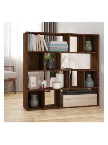Sonata H Библиотека/разделител за стая, кафяв дъб, 105x24x102 см