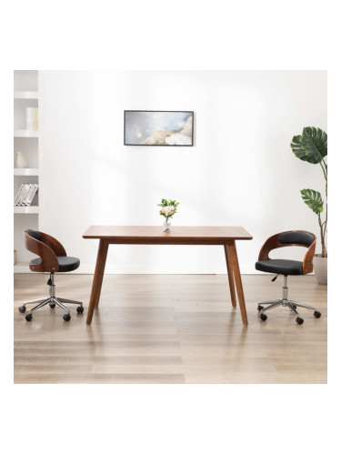 Sonata H Въртящи 2 бр трапезни стола черни огънато дърво/изкуствена кожа