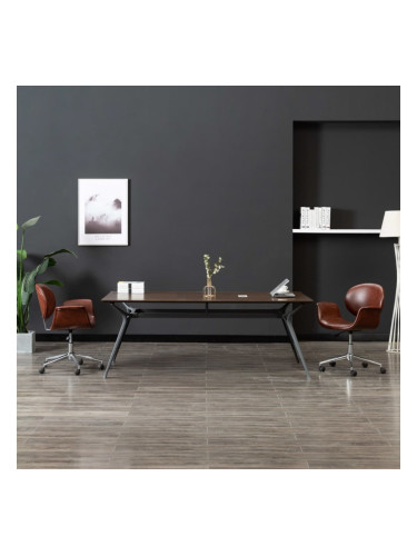 Sonata H Въртящи се трапезни столове, 2 бр, кафяви, изкуствена кожа