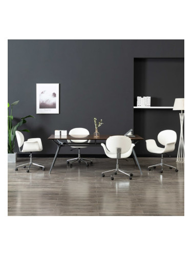 Sonata H Въртящи се трапезни столове, 4 бр, бели, изкуствена кожа