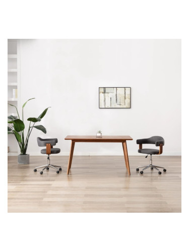 Sonata H Въртящ се трапезен стол, сив, извито дърво и текстил