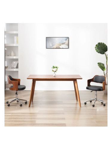 Sonata H Въртящ се трапезен стол, черен, извито дърво, изкуствена кожа