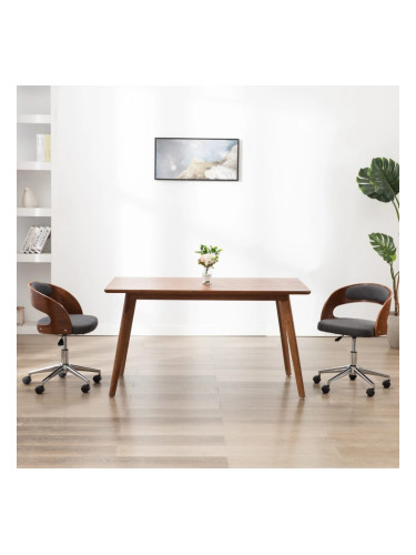 Sonata H Въртящ се трапезен стол, сив, извито дърво и текстил