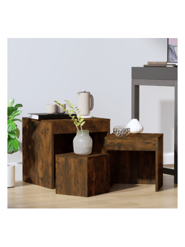 Sonata H Стифиращи маси, 3 бр, опушен дъб, инженерно дърво