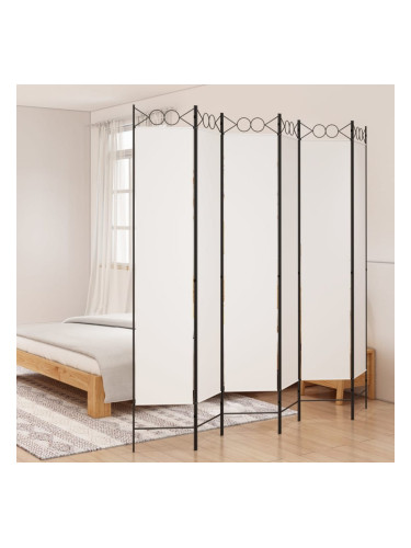 Sonata H Параван за стая, 6 панела, бял, 240x220 см, текстил