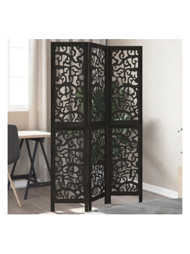Sonata H Разделител за стая, 3 панела, черен, дърво пауловния масив