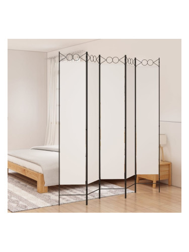 Sonata H Параван за стая, 5 панела, бял, 200x200 см, текстил