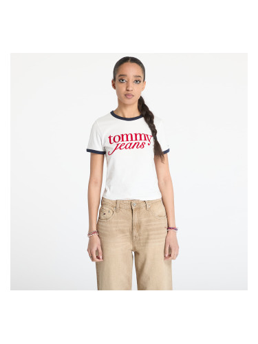 Тениска Tommy Jeans Slim Script Tee White M