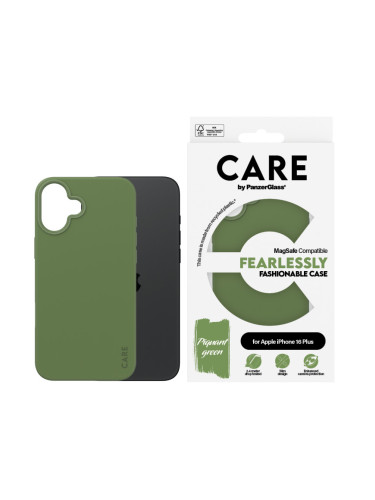 Гръб CARE by PanzerGlass Fashionable за iPhone 16 Plus, w. MagSafe - Зелен