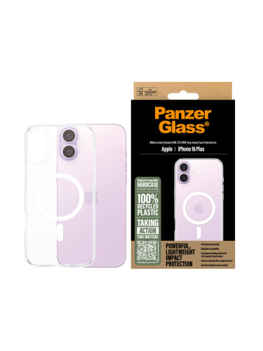 Гръб PanzerGlass HardCase за iPhone 16 Plus , White MagSafe - Прозрачен