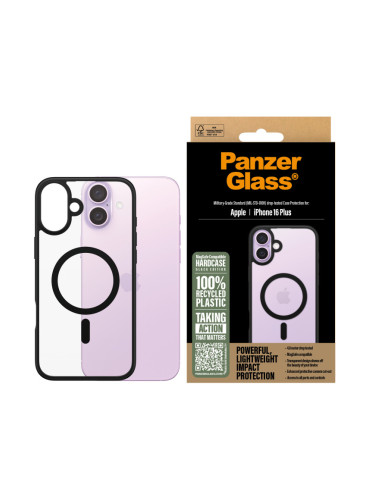 Гръб PanzerGlass HardCase за iPhone 16 Plus, Black MagSafe - Прозрачен