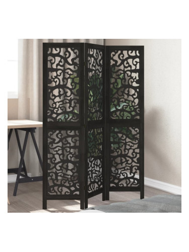 Sonata H Разделител за стая, 3 панела, черен, дърво пауловния масив