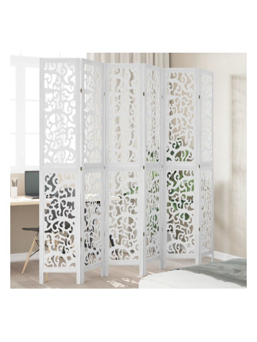 Sonata H Разделител за стая, 6 панела, бял, дърво пауловния масив