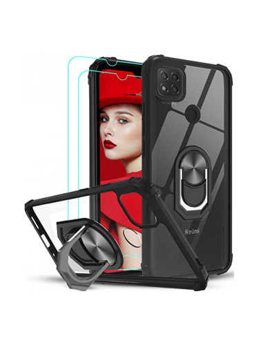 Гръб Military ring за Xiaomi Redmi 9C - Чeрвен