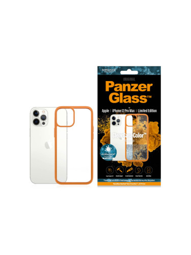 Гръб PanzerGlass за IPhone 12 Pro Max, ClearCase - Oранжева рамка
