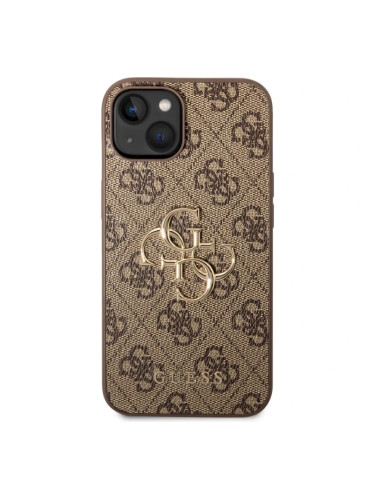 Гръб Guess PU 4G Metal Logo Case за iPhone 14 Plus  - Кафяв