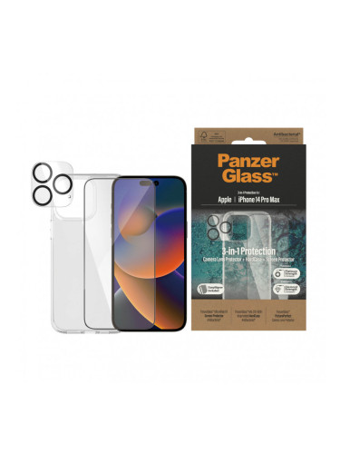 Стъклен протектор PanzerGlass iPhone 14 Pro Max Bundle (UWF screen protector, HardCase, протектор за камераt)