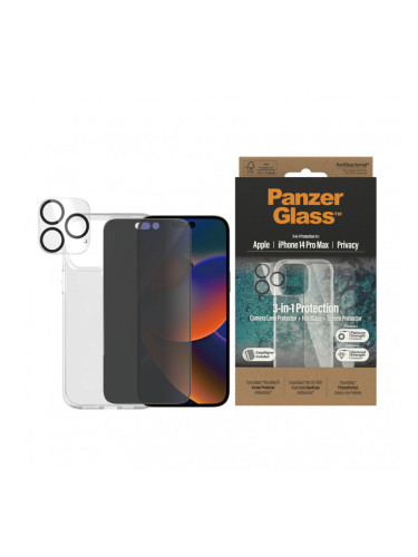 Стъклен протектор Privacy PanzerGlass iPhone 14 Pro Max Bundle (UWF Privacy screen protector, HardCase, протектор за камераt)