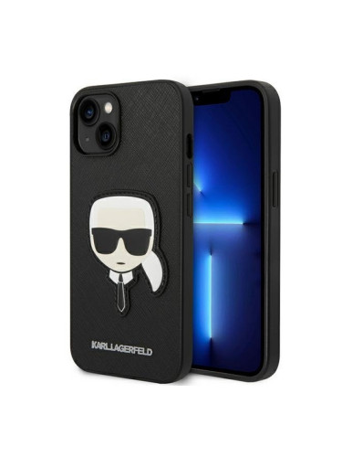 Гръб Karl Lagerfeld PU Saffiano Karl Head Case за iPhone 14 Plus - Черен