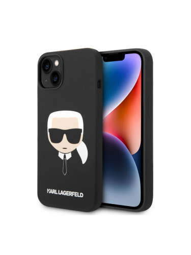 Гръб Karl Lagerfeld MagSafe Compatible Case Liquid Silicone Гръб Karl Head за iPhone 14 Plus - Черен