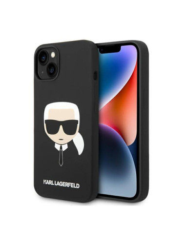 Гръб Karl Lagerfeld Liquid Silicone Гръб Karl Head Case за iPhone 14 Plus - Черен