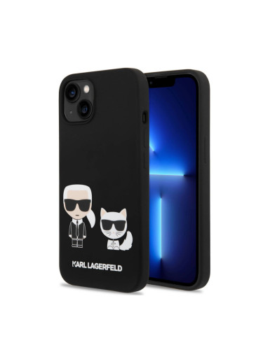 Гръб Karl Lagerfeld MagSafe Compatible Case Liquid Silicone Гръб Karl and Choupette Body iPhone 14 Plus - Черен