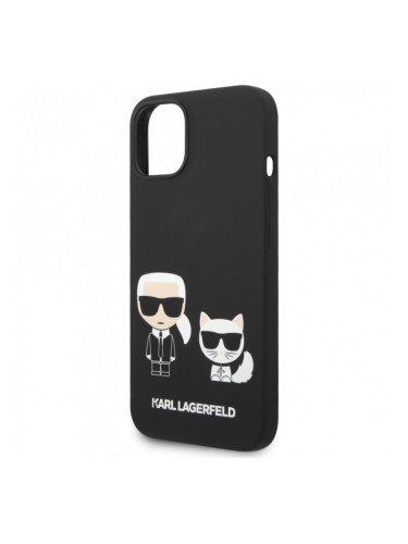 Гръб Karl Lagerfeld and Choupette Liquid Silicone Case за iPhone 14 Plus - Черен
